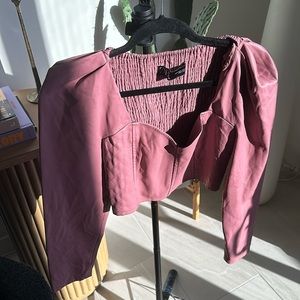 Pink leather blouse